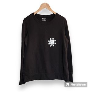 Tek Gear Black Sweatshirt‎ with Glitter Snowflake Women's L